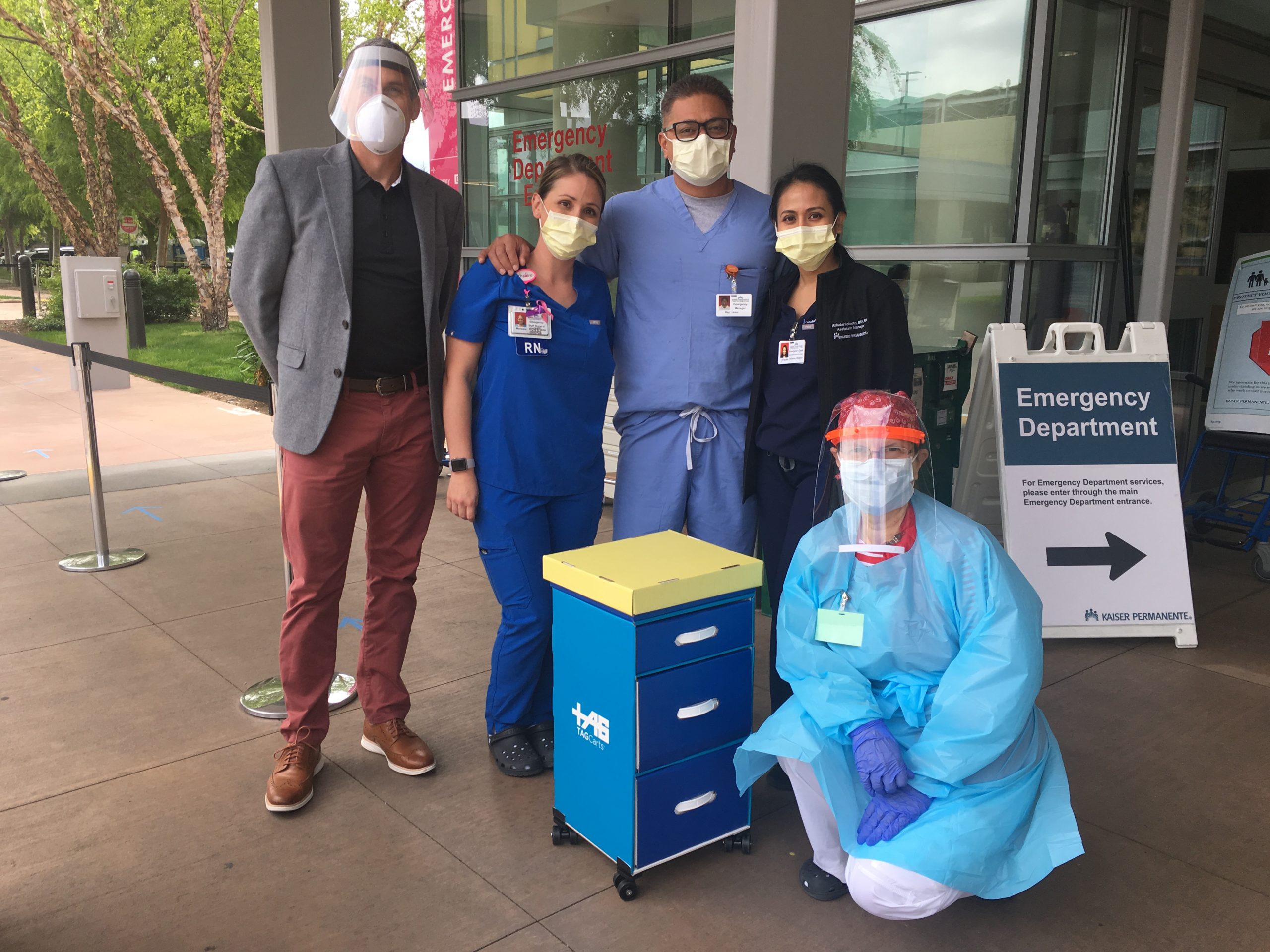 Registered Nurse HEROES warmly embrace single patient use HEROCarts during COVID-19 pandemic in Silicon Valley. California Emergency Nurse Heroes with their 1st HEROCart